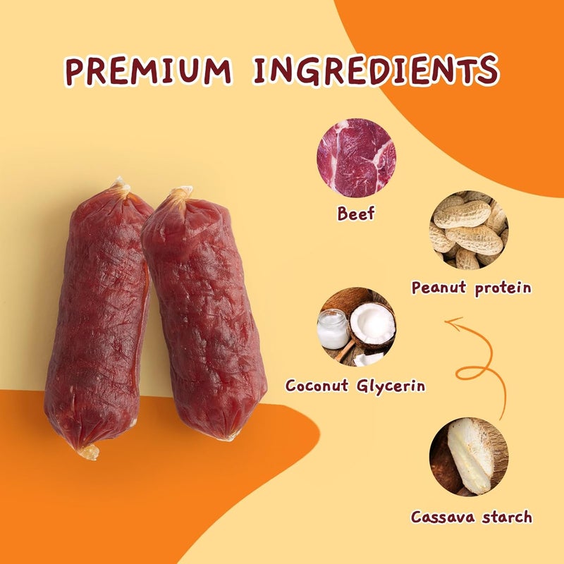 Jungle Calling Beef Sausage Dog Treats, Slow Roasted Beef Jerky Dog Training Treats, Grain-Free Soft Treats for Small and Medium Dogs, 10.6 oz - Image 3